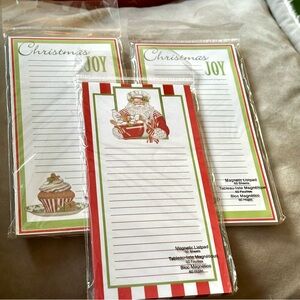 Christmas Joy And Baking Santa Magnetic Notepad Set Of 3 New